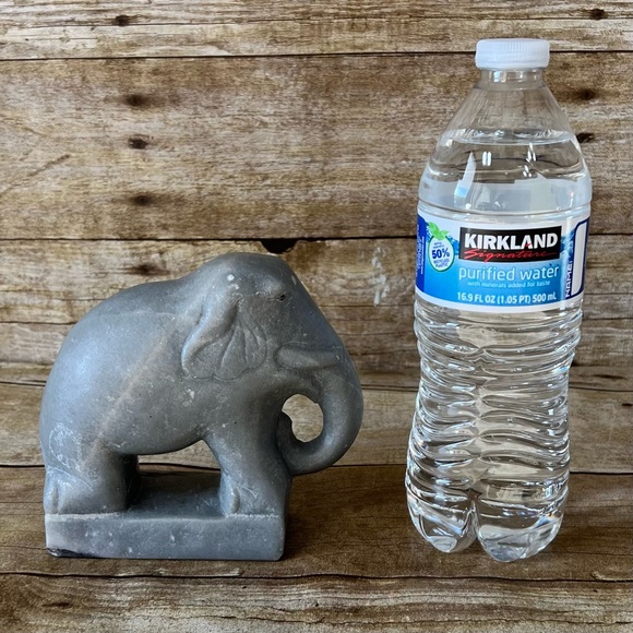 Solid Carved Stone Elephant (Possibly Marbel) - Picture 7 of 9